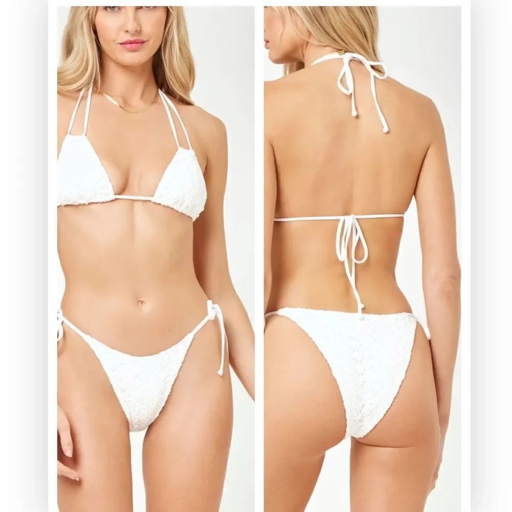 L*Space Brittany Top Classic Embroidered Nylon Swim Top Medium NWT $99 - Picture 2 of 9